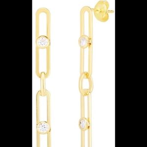 SPHERA MILANO NWT 14K Gold Vermeil CZ Link Drop Earrings